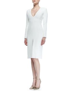 Womens Double Faced Tailored Slit Dress   Wes Gordon   White (4)