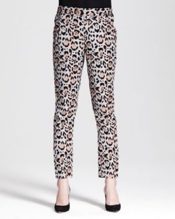 Womens Leopard Print Silk Ankle Pants   Nonoo   Leopard (4)