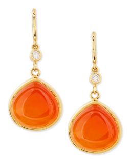Mogul 18k Gold Orange Chalcedony Earrings with Diamond   Syna   Orange (18k )