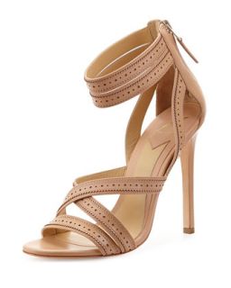 Lucila Perforated Strappy Leather Sandal, Nude   B Brian Atwood   Nude (8B)