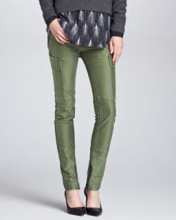 Womens Skinny Patchwork Cargo Pants, Army Green   3.1 Phillip Lim   Army green