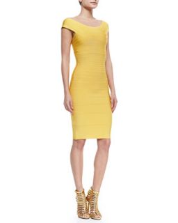 Womens Cap Sleeve Banded Dress   Herve Leger   Radiant sun (SMALL/6)