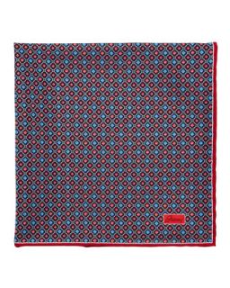 Mens Medallion Neat Foulard Square, Red   Brioni   Red