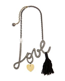 Pave Crystal Love Pendant Necklace   Lanvin   Gold