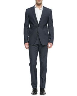Mens Trend Fit Notched Lapel Suit, Gray   Versace   Grey (54)