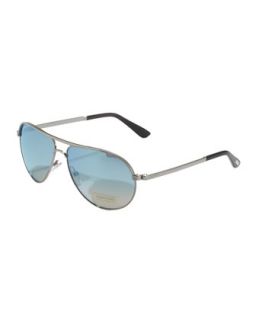 Marko Mens Aviator Sunglasses, Silver/Mirrored Blue   Tom Ford   Silver