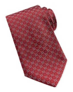 Mens Floral Pattern Woven Tie, Dark Red   Ferragamo   Dark red