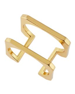 14K Gold Plated Double Bar Cuff Bracelet   Jules Smith   Gold (14k )