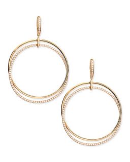 18k Pink Gold & Diamond Interlocking Hoop Earrings   Frederic Sage   Green (18k