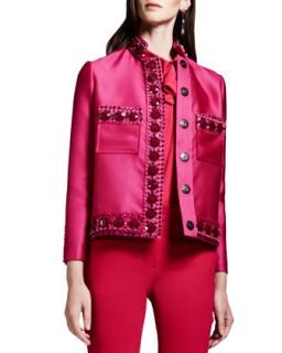 Womens Crystal Embellished Duchesse Jacket, Pink   Lanvin   Shocking (38/6)