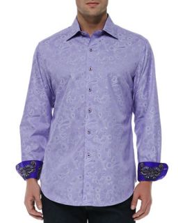 Mens Lost and Found Jacquard Shirt, Purple   Robert Graham   Purple (LARGE)