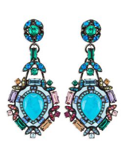 Multicolor Crystal Clip Earrings   Lanvin   Blue