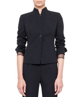 Womens One Button Jacket with Mandarin Collar   Akris   Black (6)