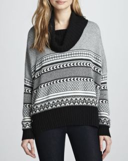 Womens Jacquard Cowl Neck Cashmere Blend Sweater   Autumn Cashmere  