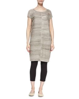 Short Sleeve Linen Blend Tunic, Womens   Joan Vass   Linen (1X (14/16))