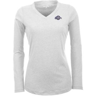 Antigua Milwaukee Brewers Womens Flip Long Sleeve V neck T Shirt   Size Large,