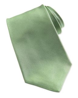 Mens Solid Silk Oxford Tie, Green   Kiton   Green