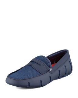 Mens Mesh and Rubber Penny Loafer, Navy   Swims   Navy (8.0D)