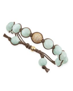 Mint Colored Agate Beaded Bracelet with Pave Golden Bead   Tai   Red