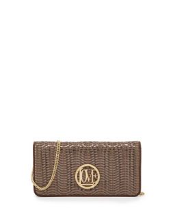 Metallic Woven Faux Leather Wallet Clutch, Brown/Bronze   Love Moschino