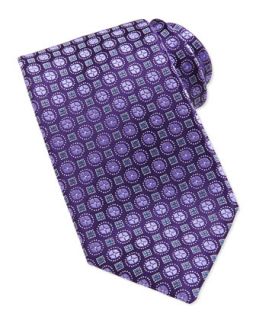 Mens Circle & Square Pattern Tie, Lavender   Charvet   Purple/Lavender