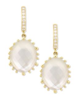 Tivoli Oval Mother of Pearl & Diamond Earrings   Frederic Sage   Green