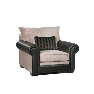 Genevieve Black And Beige Bonded Leather Accent Chair