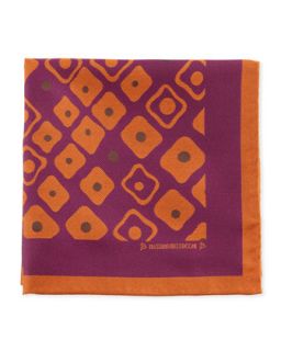 Mens Geometric Pocket Square, Purple/Orange   Massimo Bizzocchi   Purple/Orange