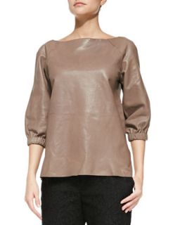 Womens leather blouson popover top   kate spade new york   Mink 080 (2)