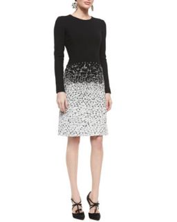 Womens Long Sleeve Tweed Skirt Dress   Oscar de la Renta   White/Black (10)