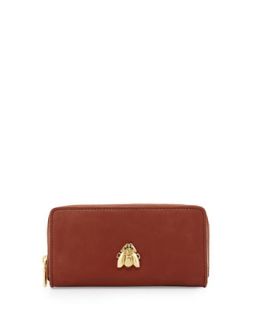 Large Faux Leather Scarab Wallet, Brown   Love Moschino