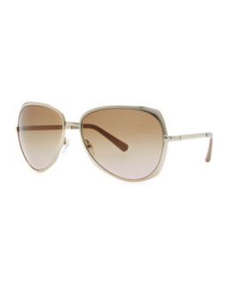 Single Bridge Aviator Sunglasses, Light Golden   Valentino   Gold