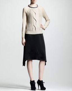 Womens Asymmetric Satin Skirt   Lanvin   Black (40/8)