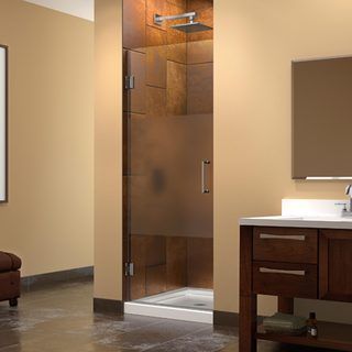 Dreamline Unidoor 23 In. W X 72 In. H Frameless Hinged Shower Door, Half Frosted Glass