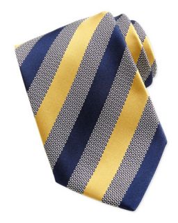 Mens Woven Alternating Satin Striped Tie, Yellow   Ermenegildo Zegna   Yellow