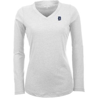 Antigua Detroit Tigers Womens Flip Long Sleeve V neck T Shirt   Size Large,