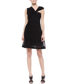 Womens Solid Rib Stitch Asymmetric Dress   M. Missoni   Black (42)