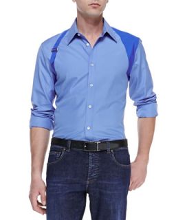 Mens Contrast Harness Shirt, Blue   Alexander McQueen   Blue (XXL/56)