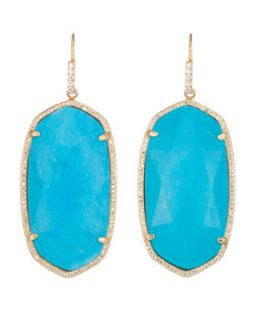 Large Pave Trim Drop Earrings, Turquoise   Kendra Scott Luxe   Turq/Gold (LARGE
