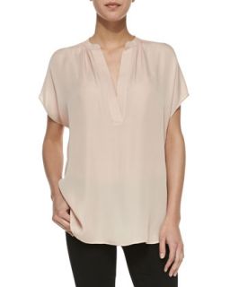 Womens Cap Sleeve Popover Blouse, Salmon   Vince   Salmon (SMALL)