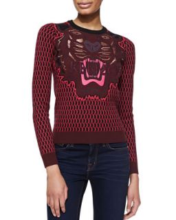 Womens Embroidered Jacquard Tiger Sweatshirt   Kenzo   Blackberry (MEDIUM)