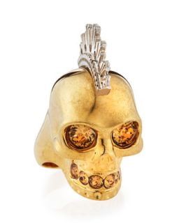 Two Tone Punk Skull Ring   Alexander McQueen   Gold (7.5)