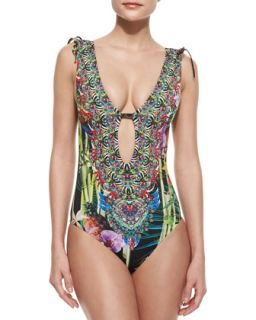 Womens Printed V Neck One Piece Swimsuit   Camilla   Multi (AUS 8/US 2)