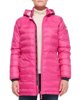 Womens Camp Hooded Mid Length Puffer Jacket, Summit Pink   Canada Goose  