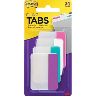 Post it 2 Durable Filing Tabs, Assorted Colors, 24 Tabs/Pack