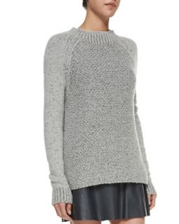 Womens Mixed Knit Mock Neck Sweater   Vince   Pebble/Black (SMALL)