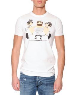 Mens Weight Lifter Print Tee, White   Dsquared2   White (SMALL)