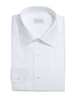 Mens Textured Sateen Dress Shirt, White   Ermenegildo Zegna   White (16 1/2)