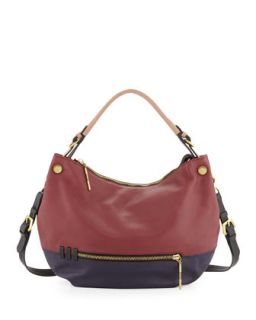 Olivia Colorblock Pebble Leather Hobo/Shoulder Bag, Cabernet Multi   Oryany
