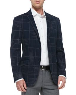 Mens Large Check Jersey Jacket, Navy   Etro   Navy (48R)